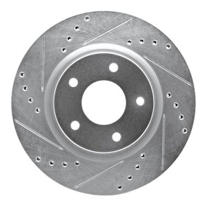 Nissan Leaf Brake Rotor (1) - Front Left - R1 Concepts - Drilled & Slotted - Silver - `14-`23